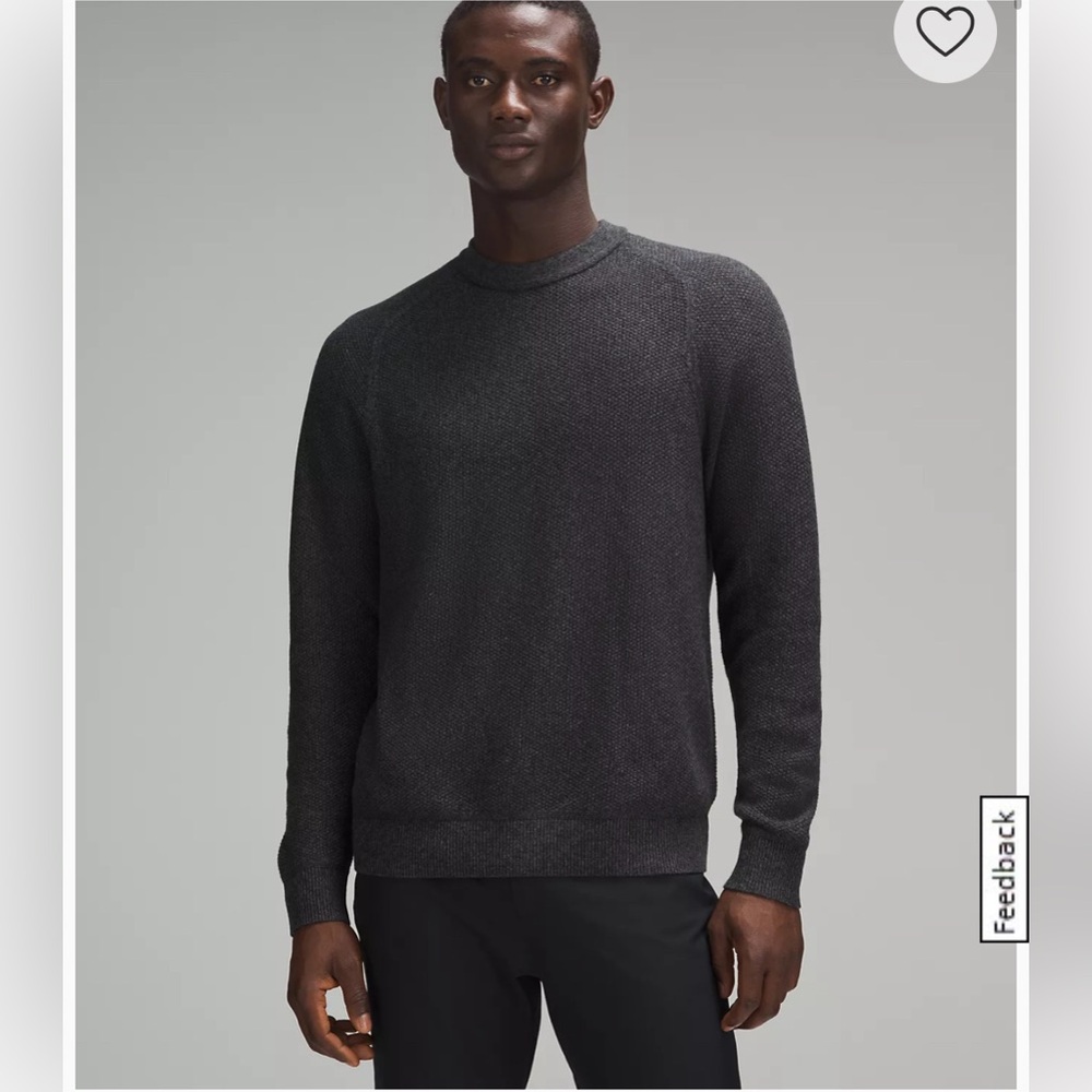 LULULEMON ATHLETICA Men’s Textured Knit Crewneck in Heathered Black
